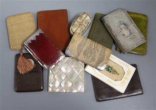 Three silver mounted card cases and other various card cases, late 19th/early 20th century